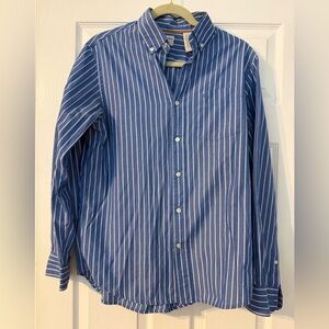 Dockers Blue and White Striped Casual Shirt